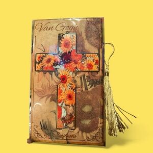 Van Gogh Sunflowers Cross Metal Bookmark-NIP